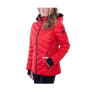 Nautica Red Water Resistant Jacket with Detachable Hood